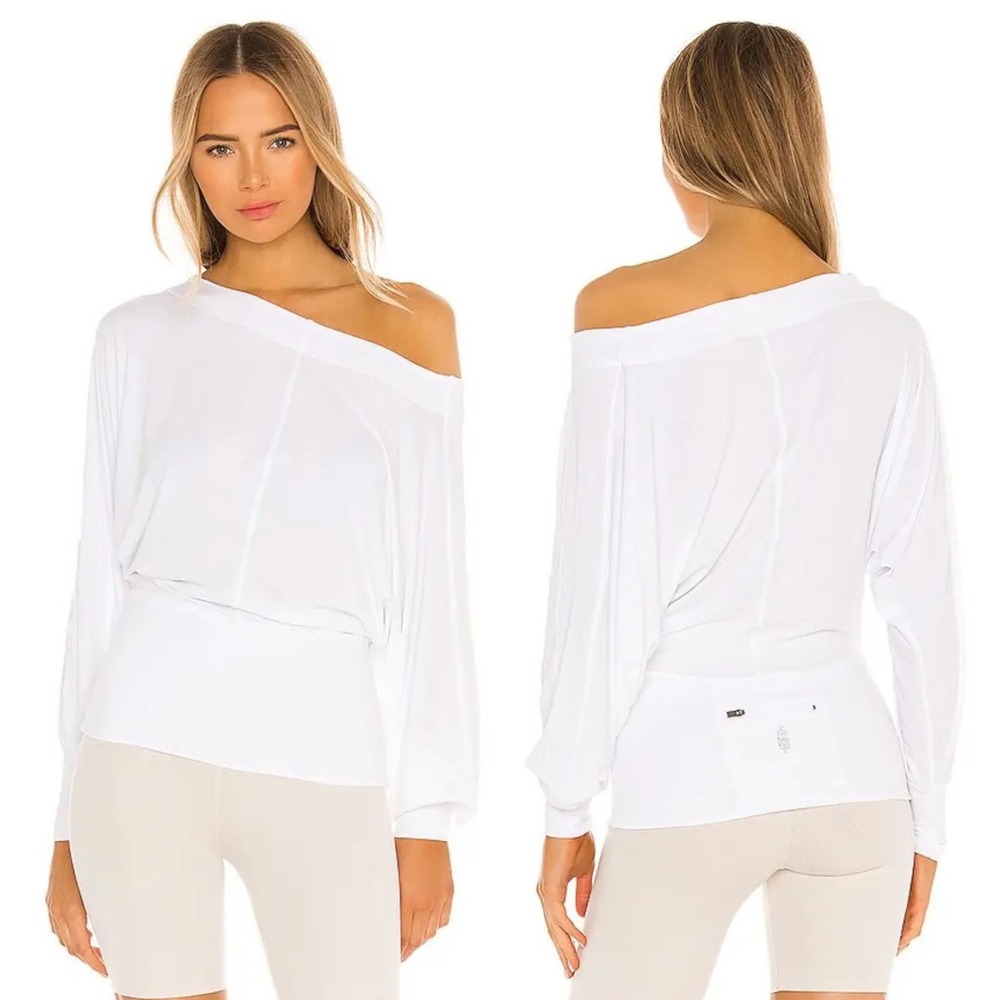 Free People FP Movement NWT Sky High White Off Shoulder Dolman Sleeve Top Small
